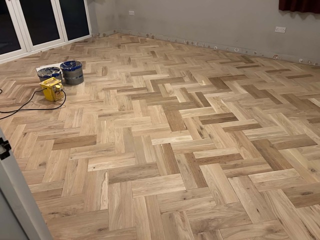 Herringbone oak parquet floor