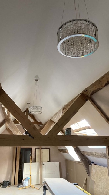 Exposed roof trusses