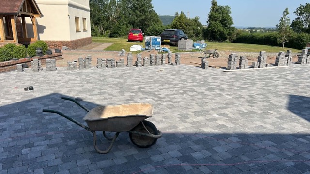 Block paving a driveway